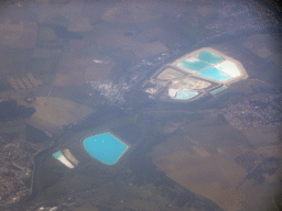 Water clarification ponds southeast of the city of Nancy, viewed from the airplane from Amsterdam