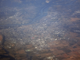 The city of Valence, viewed from the airplane from Amsterdam