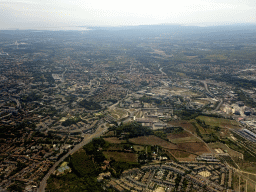 The northwest side of the city, viewed from the airplane from Amsterdam