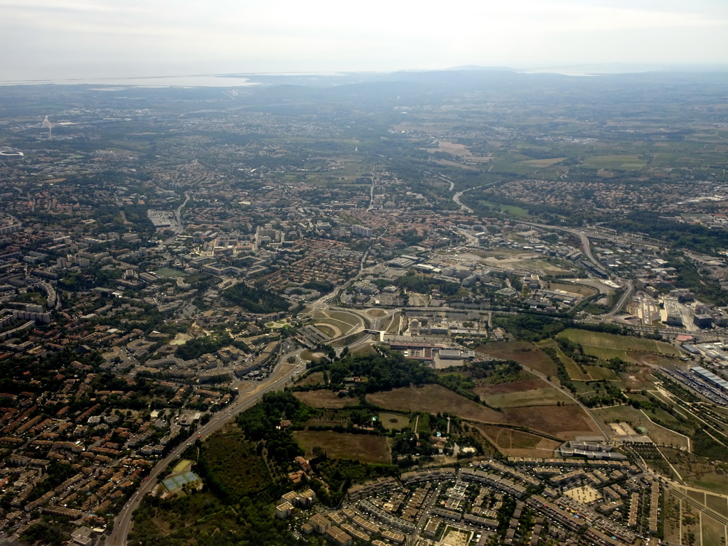 The northwest side of the city, viewed from the airplane from Amsterdam