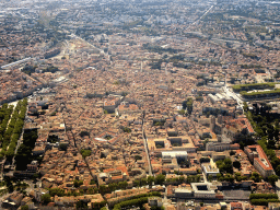 The city center, viewed from the airplane from Amsterdam