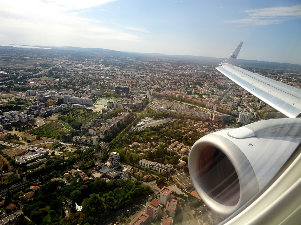 The east side of the city, viewed from the airplane from Amsterdam