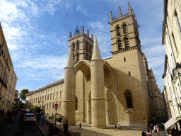 Front of the Montpellier Cathedral at the Rue de l`École de Médecine street