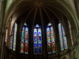 Stained glass windows at the apse of the Montpellier Cathedral