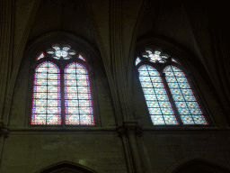 Stained glass windows at the nave of the Montpellier Cathedral