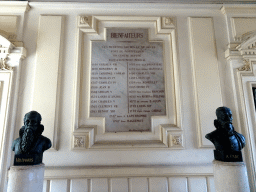 Busts and list of benefactors in the lobby of the Faculty of Medicine of the University of Montpellier