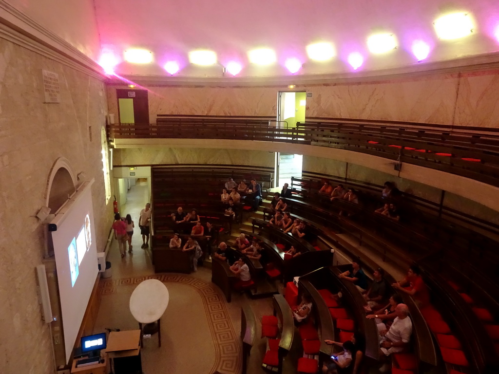 Interior of the Anatomical Theatre of the Faculty of Medicine of the University of Montpellier, viewed from the upper floor