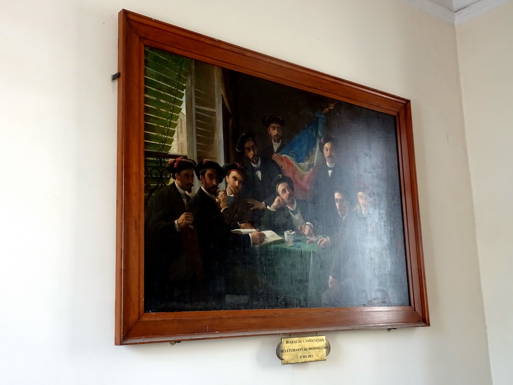 Painting of students of the University of Montpellier, at the staircase from the lower floor to the upper floor of the Faculty of Medicine of the University of Montpellier