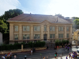 Building on the south side of the Rue de l`École de Médecine street, viewed from the upper floor of the Faculty of Medicine of the University of Montpellier