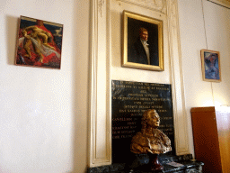 Bust and paintings at the upper floor of the Faculty of Medicine of the University of Montpellier
