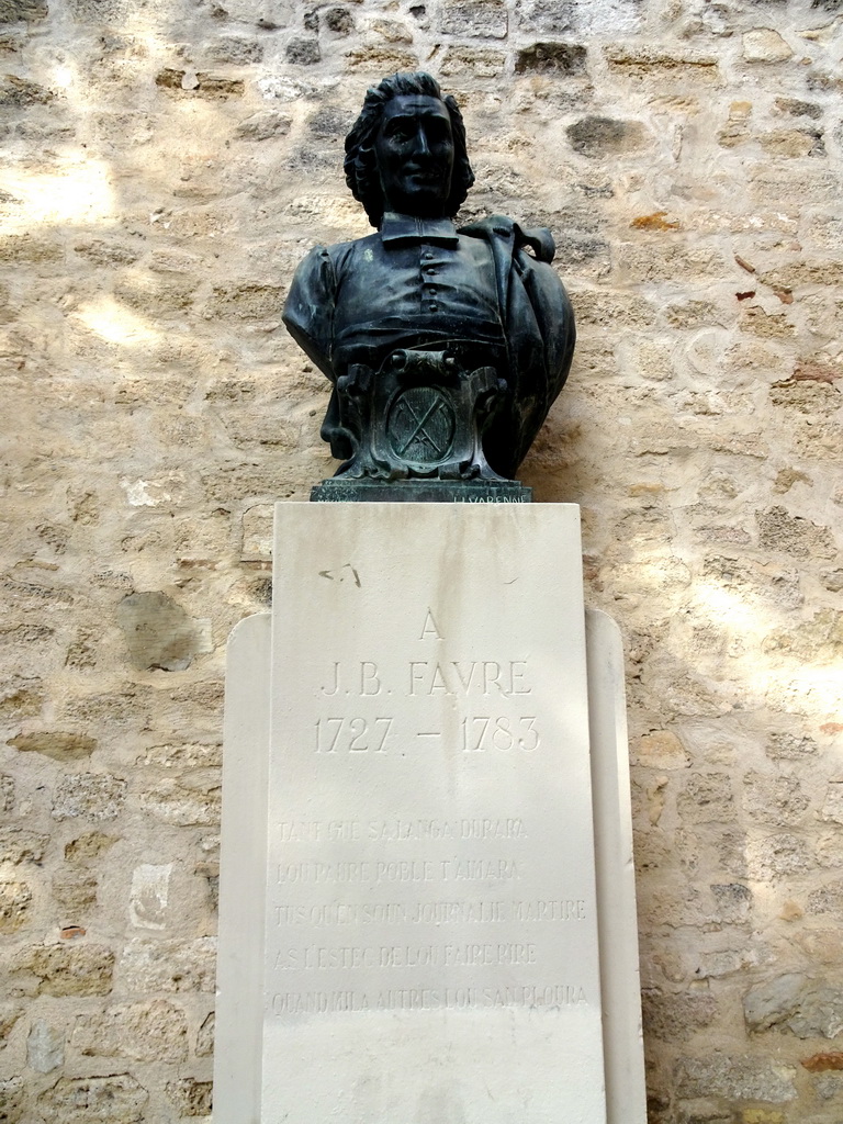 Bust of Jean-Baptiste Favre at the north side of the Église Saint Roch church
