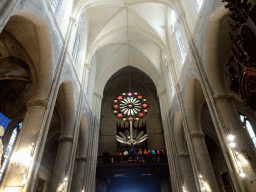Nave, organ and rose window of the Église Saint Roch church
