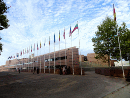 West side of the Corum conference center at the Allée du Saint-Esprit street