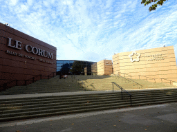 Front of the Corum conference center at the Allée Jean de Lattre de Tassigny street