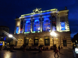 Front of the Opéra National de Montpellier at the Place de la Comédie square, by night