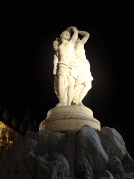 The Three Graces Fountain at the Place de la Comédie square, by night
