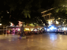 The Place Jean-Jaurès square with a statue of Jean Jaurès, by night