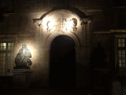 Entrance to the Faculty of Medicine of the University of Montpellier at the Rue de l`École de Médecine street, by night