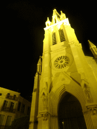 Facade of the Église Sainte Anne church at the Place Sainte-Anne square, by night