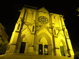 Front of the Église Saint Roch church at the Place Saint-Roch square, by night