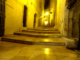 The Rue du Bras de Fer street, by night