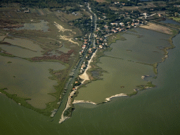 The Pointe du Salaison area and the Étang de l`Or lake, viewed from the airplane to Amsterdam