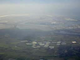 The harbour of Rotterdam, viewed from the airplane to Amsterdam