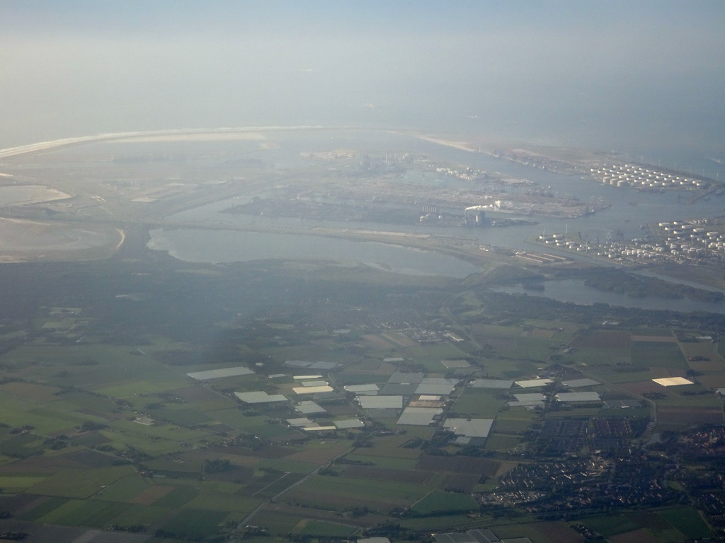 The harbour of Rotterdam, viewed from the airplane to Amsterdam