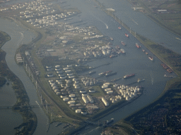 The harbour of Rotterdam, viewed from the airplane to Amsterdam