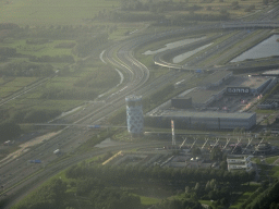 The A2 highway, the Fletcher Hotel and surroundings at Amsterdam, viewed from the airplane to Amsterdam