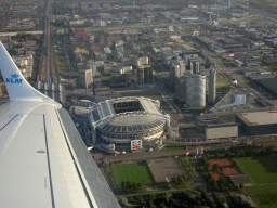The Johan Cruijff ArenA, Ziggo Dome and surroundings at Amsterdam, viewed from the airplane to Amsterdam