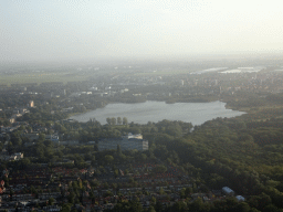 The De Poel lake and the KLM headquarters, viewed from the airplane to Amsterdam