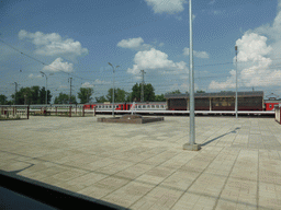 The train platform of Bologoe Railway Station, viewed from the high speed train from Saint Petersburg