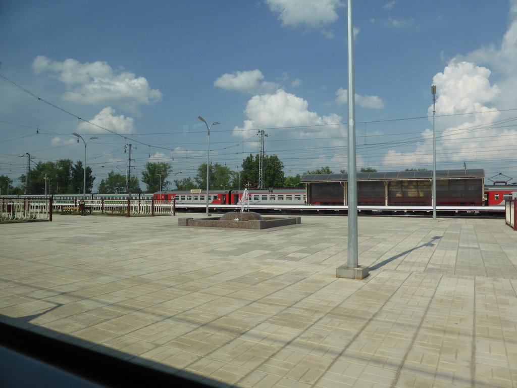 The train platform of Bologoe Railway Station, viewed from the high speed train from Saint Petersburg