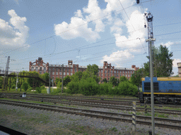 Building next to the railway at the city of Tver, viewed from the high speed train from Saint Petersburg