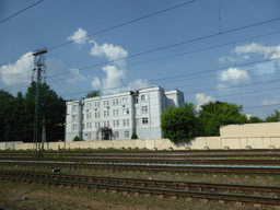 Building next to the railway at the city of Tver, viewed from the high speed train from Saint Petersburg