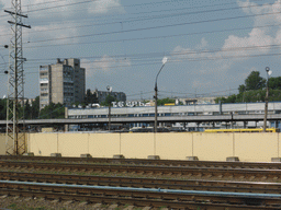 Buildings next to the railway at the city of Tver, viewed from the high speed train from Saint Petersburg