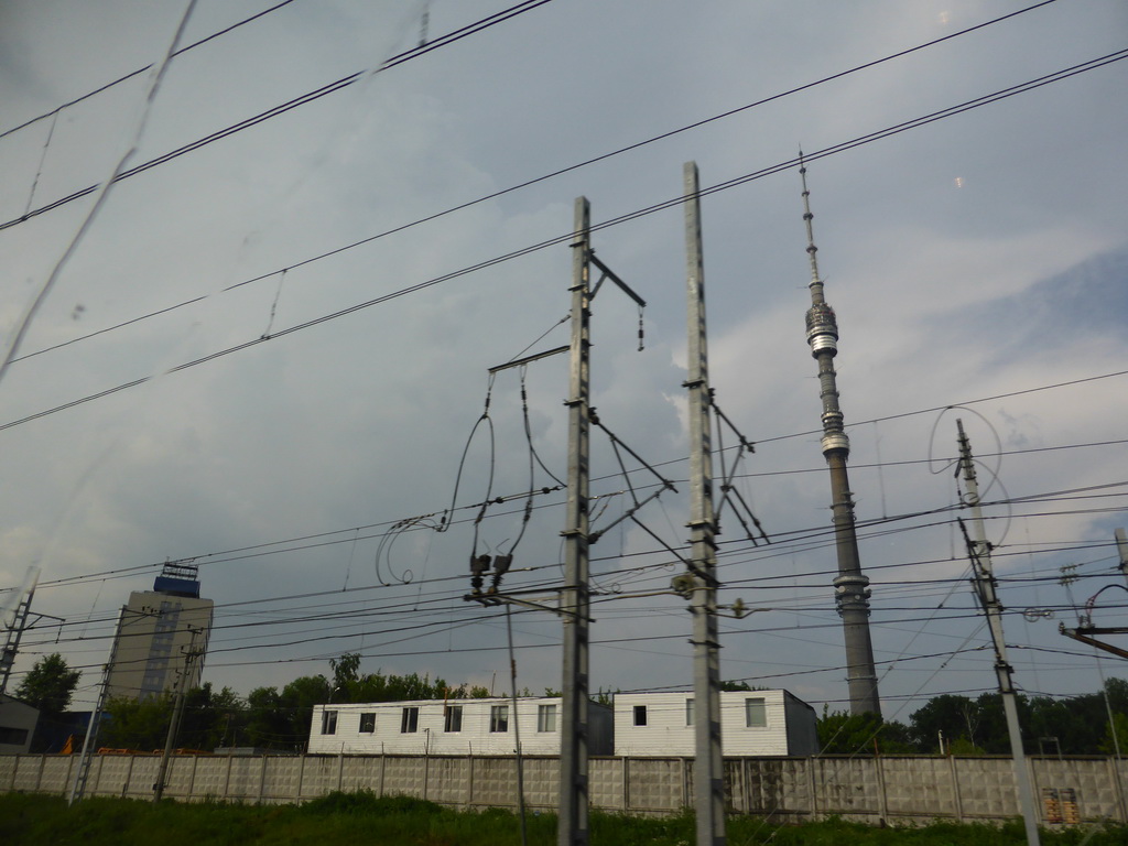 The Ostankino Television Tower, viewed from the high speed train from Saint Petersburg