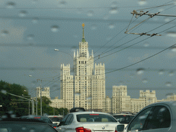 The Kotelnicheskaya Embankment Building, viewed from the taxi from the railway station to the hotel, at the Moskvoretskaya street