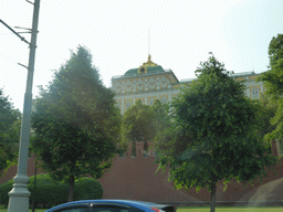 South side of the Grand Kremlin Palace, viewed from the taxi from the railway station to the hotel, at the Kremlevskaya street