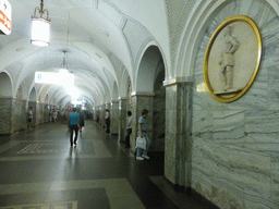 Hallway inbetween the platforms of the Park Kultury subway station