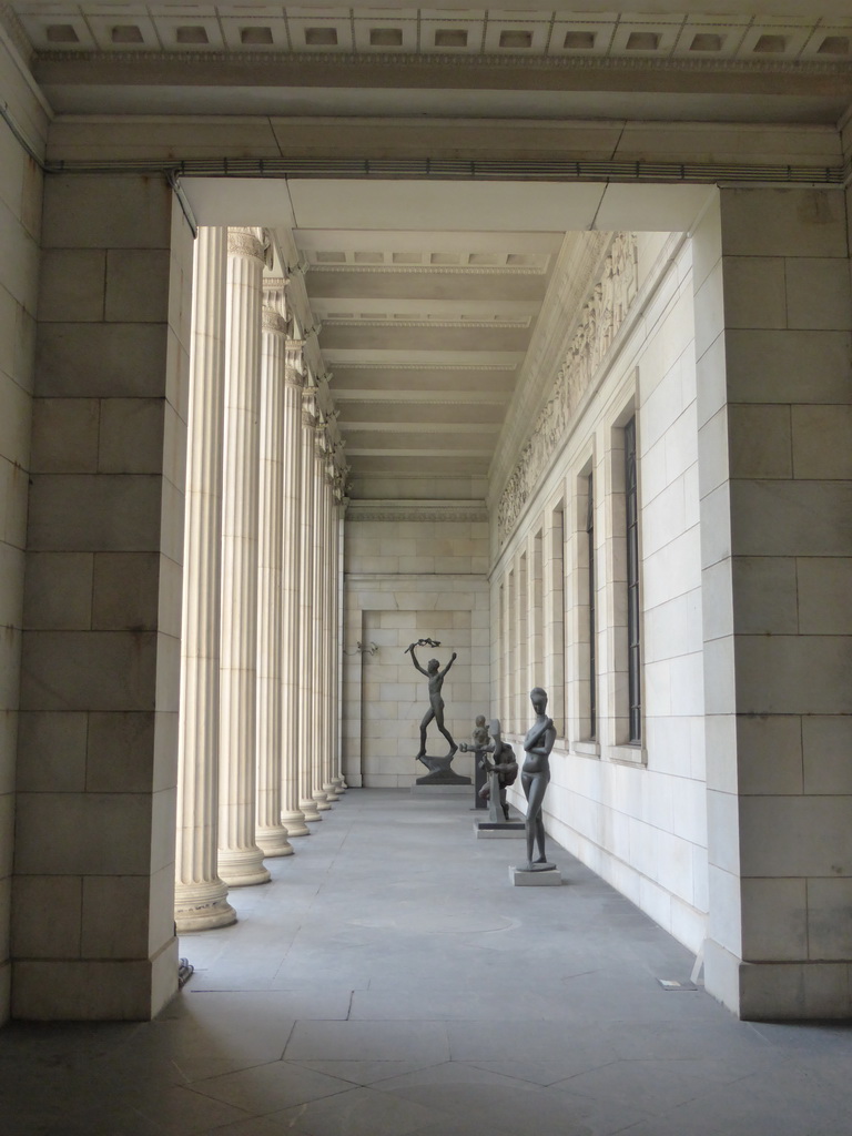 Front left gallery with statues at the Pushkin Museum of Fine Arts