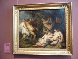 Painting `Bacchanalia` by Peter Paul Rubens, at Room 9: The Art of Flanders of the 17th century at the Ground Floor of the Pushkin Museum of Fine Arts, with explanation