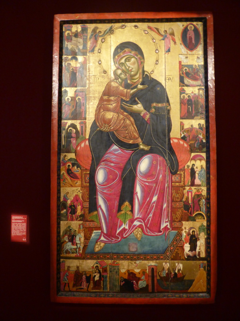 Painting `Madonna and Child Enthroned` by Coppo di Marcovaldo, at Room 7: Byzantine Art and Italian Art of the 13th to 16th centuries at the Ground Floor of the Pushkin Museum of Fine Arts, with explanation