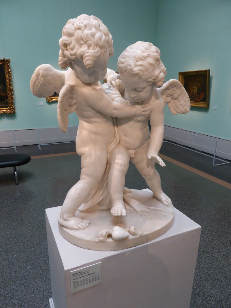 Statue `Cupids Fighting for a Human Heart` by the Broche brothers, at Room 22: French Art of the first half of the 18th century at the First Floor of the Pushkin Museum of Fine Arts