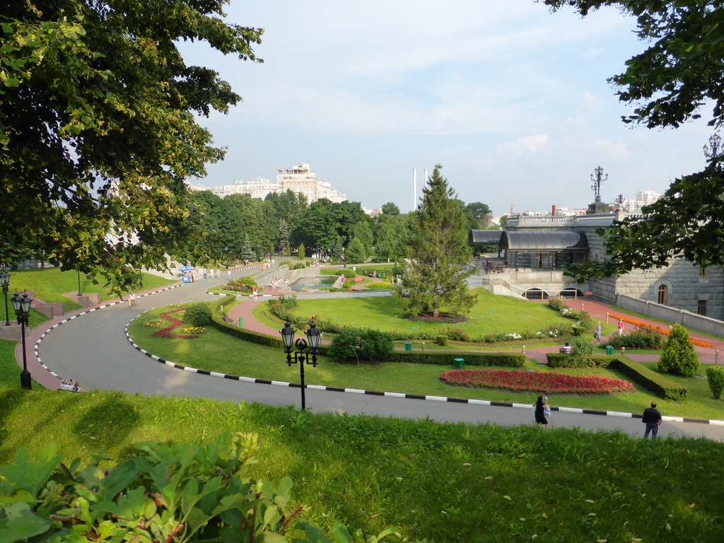 Garden on the northeast side of the Cathedral of Christ the Saviour, viewed from the Volkhonka street