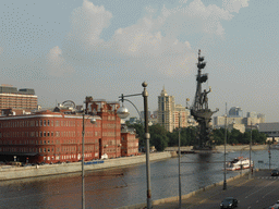 The Moskva river and the Peter the Great Statue, viewed from the east side of the square around the Cathedral of Christ the Saviour