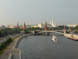The Moscow Kremlin and the Bolshoy Kamenny bridge over the Moskva river, viewed from the Patriarshy bridge