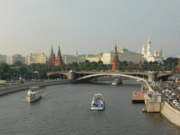 The Moscow Kremlin and the Bolshoy Kamenny bridge over the Moskva river, viewed from the Patriarshy bridge
