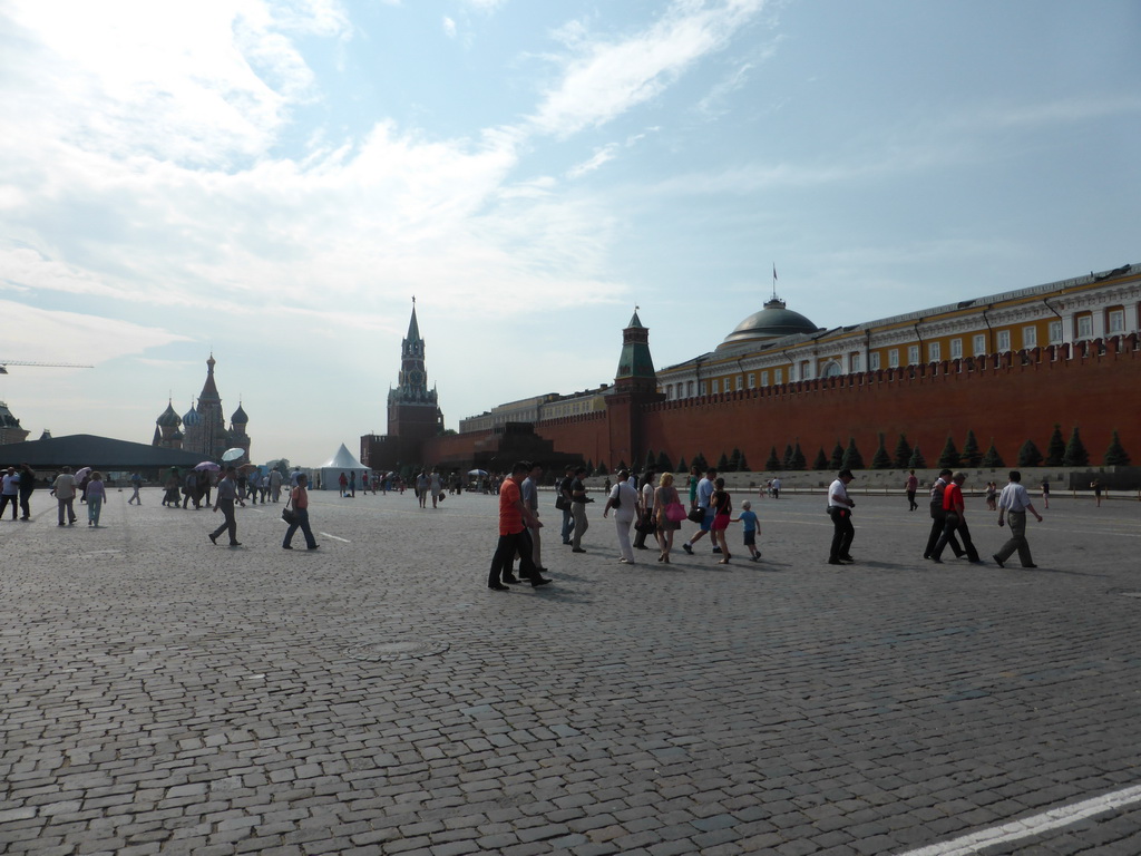 The Red Square with the Moscow Kremlin, Lenin`s Mausoleum and Saint Basil`s Cathedral